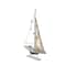 Set of 2 White Wood Coastal Sail Boat Sculpture, 22" x 13"